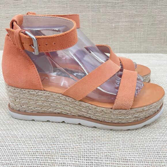 Dolce Vita Liza Coral Suede Leather Wedge Platform Sandal, Espadrilles, Ladies 8 - Picture 1 of 10